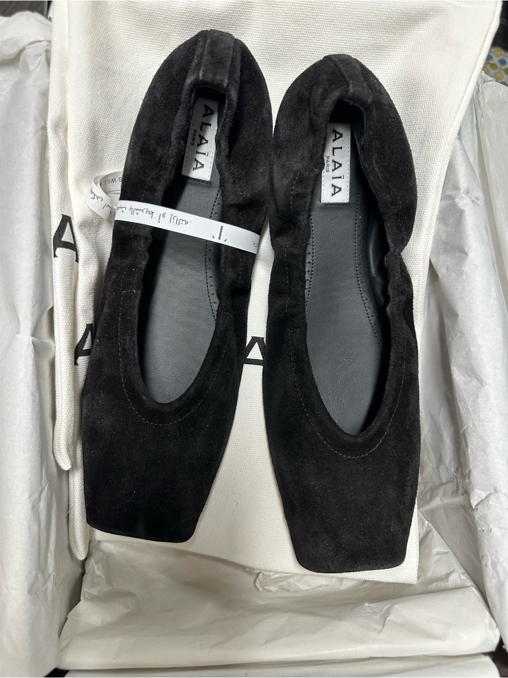 Alaïa suede leather-trimmed ballet flats 39 NIB